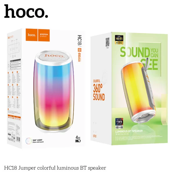Boxa portabila Hoco HC18 Jumper colorful luminous BT speaker [White]